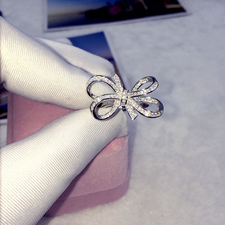 Fashion Diamond Bow Open Temperament Exaggerated Rings