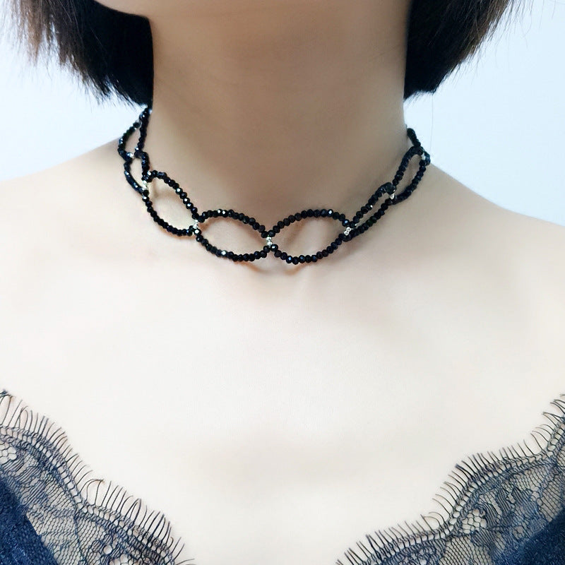 Black Spinel Clavicle Chain Short Neck Necklace