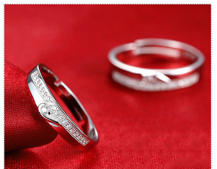 Women's & Men's Trend Couple Heart-to-heart Seal Open Engagement Rings