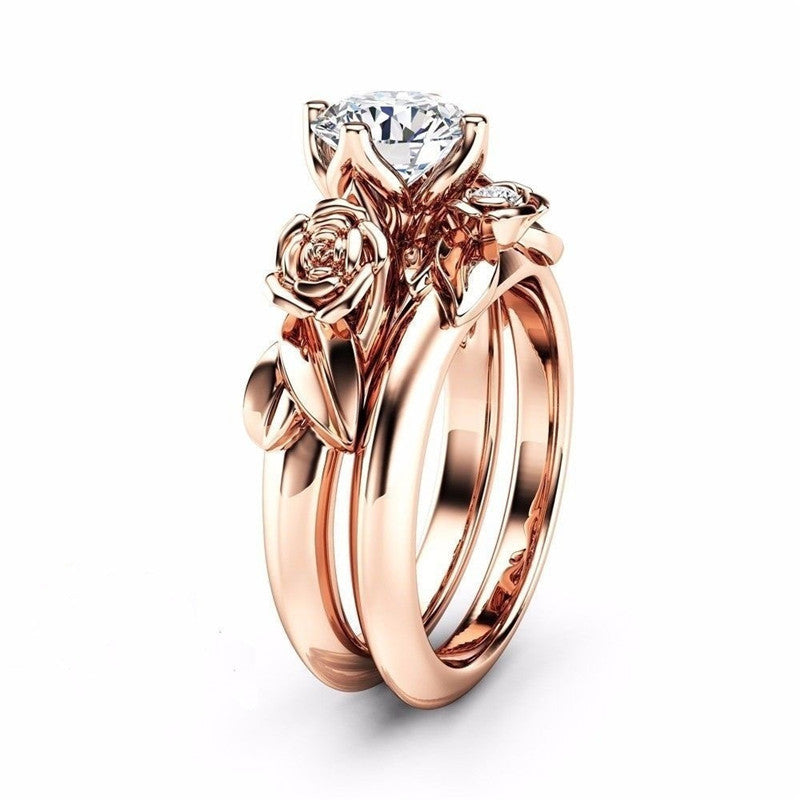Women's Pink Peach Heart Claw Inlaid Zircon Novel Rings