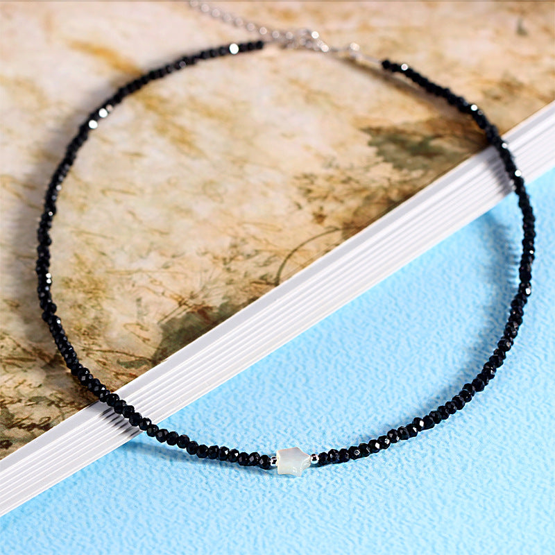 Black Spinel Clavicle Chain Short Neck Necklace