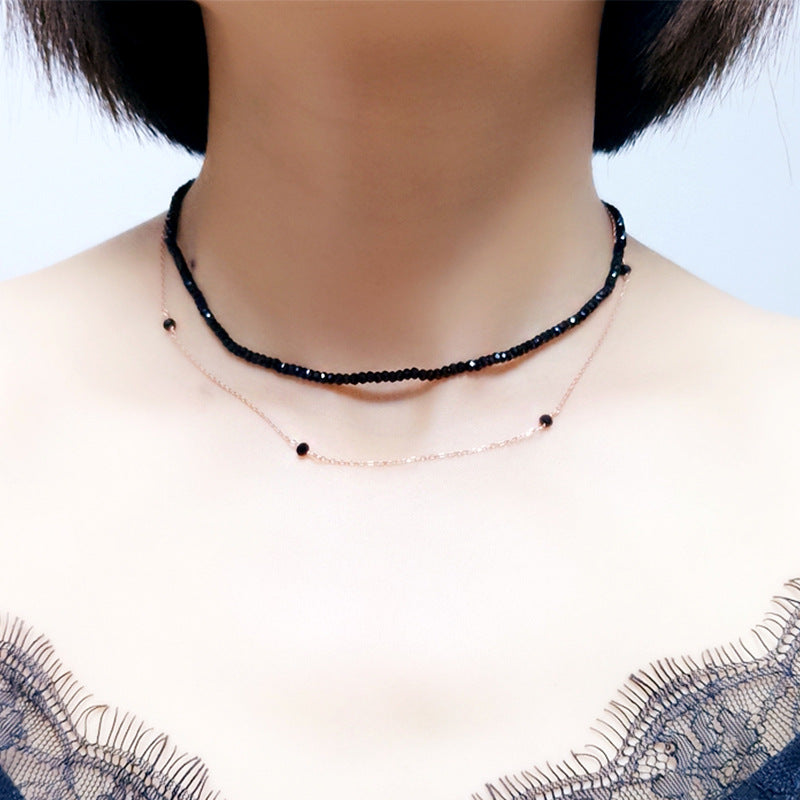 Black Spinel Clavicle Chain Short Neck Necklace