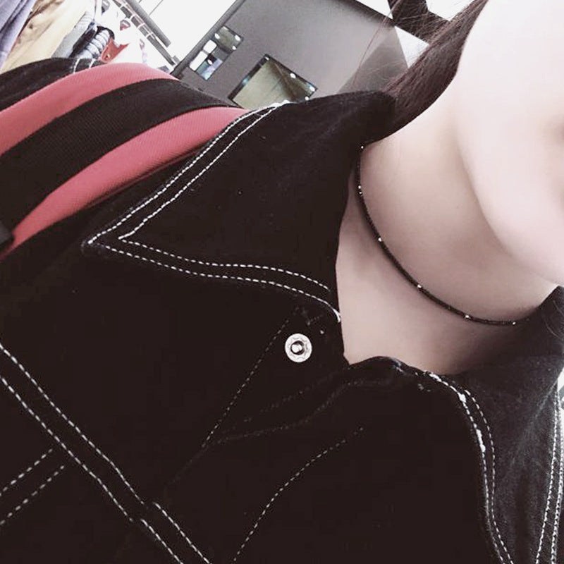 Black Spinel Clavicle Chain Short Neck Necklace