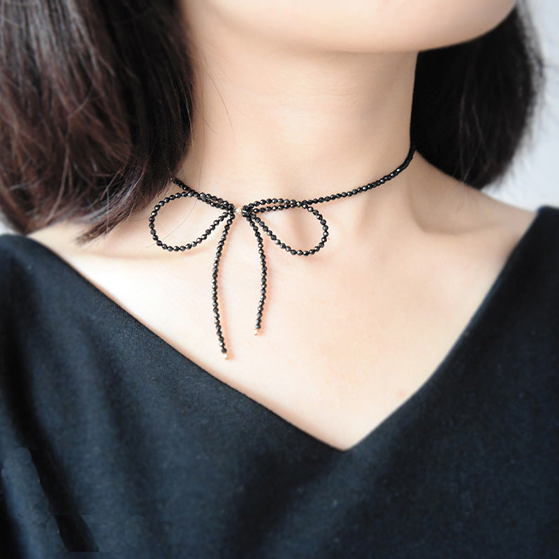 Black Spinel Clavicle Chain Short Neck Necklace