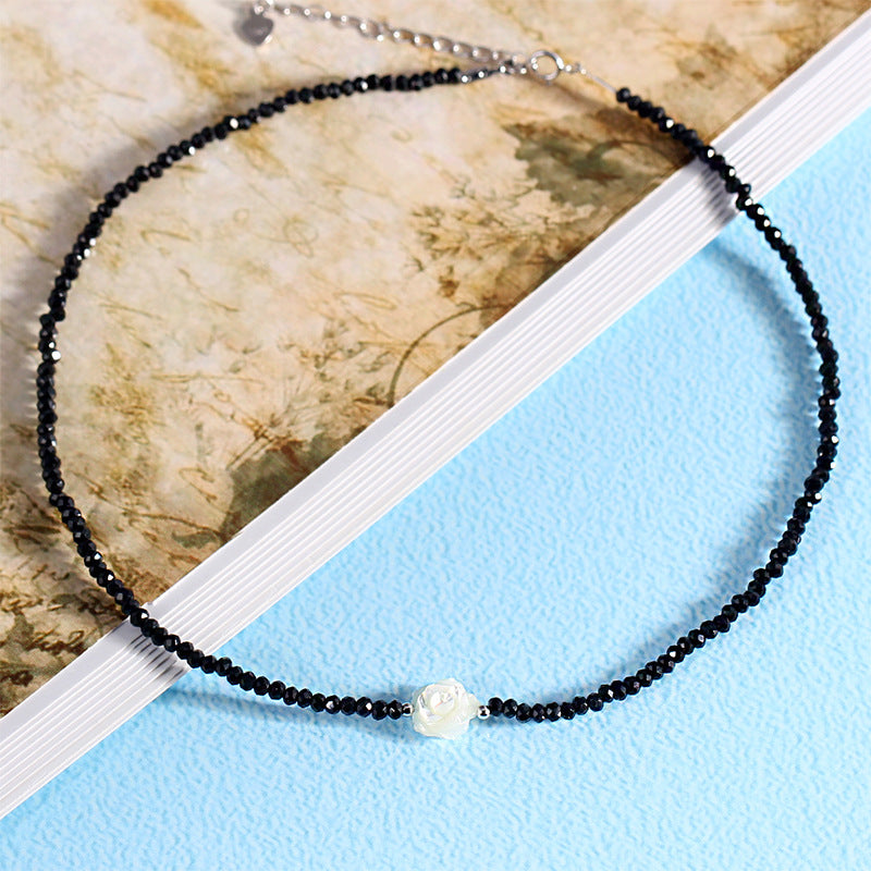 Black Spinel Clavicle Chain Short Neck Necklace