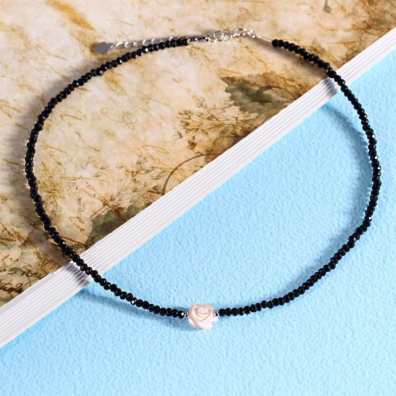 Black Spinel Clavicle Chain Short Neck Necklace