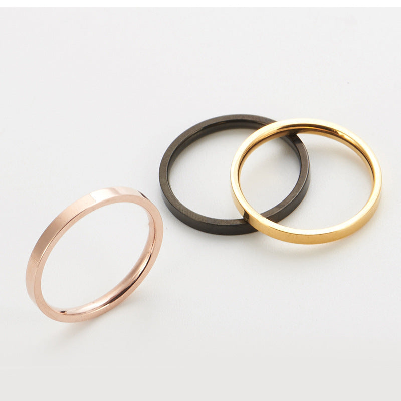 Glossy Titanium Steel Rose Gold Female Simple Rings