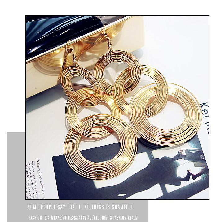 Geometric Metal Circle Exaggerated Female High-grade Cold Earrings