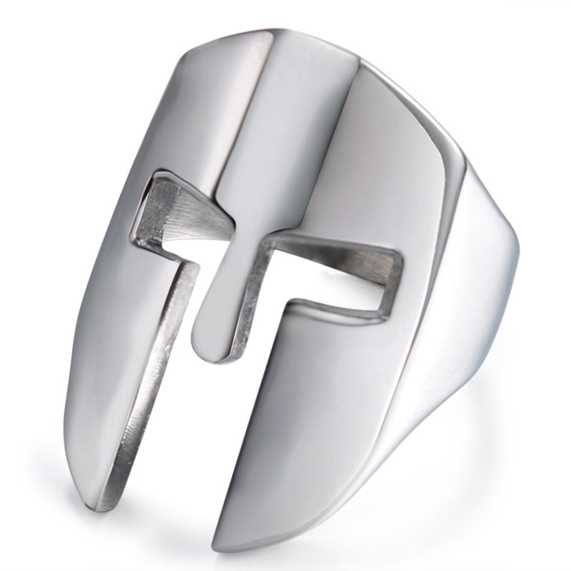 Men's Warrior Mask Titanium Steel Personality Stainless Retro Rings
