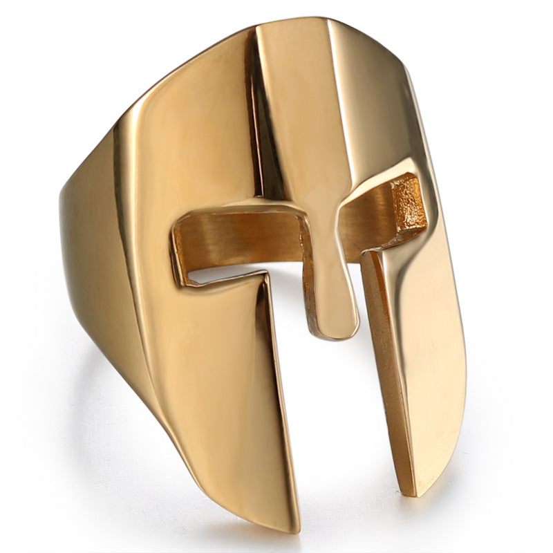 Men's Warrior Mask Titanium Steel Personality Stainless Retro Rings