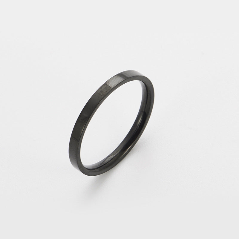 Glossy Titanium Steel Rose Gold Female Simple Rings