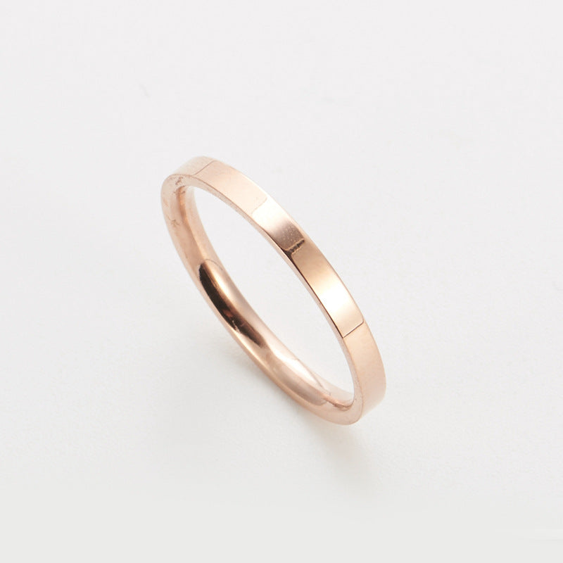 Glossy Titanium Steel Rose Gold Female Simple Rings