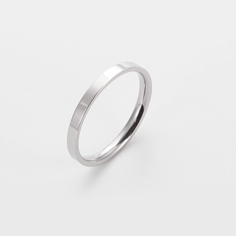 Glossy Titanium Steel Rose Gold Female Simple Rings