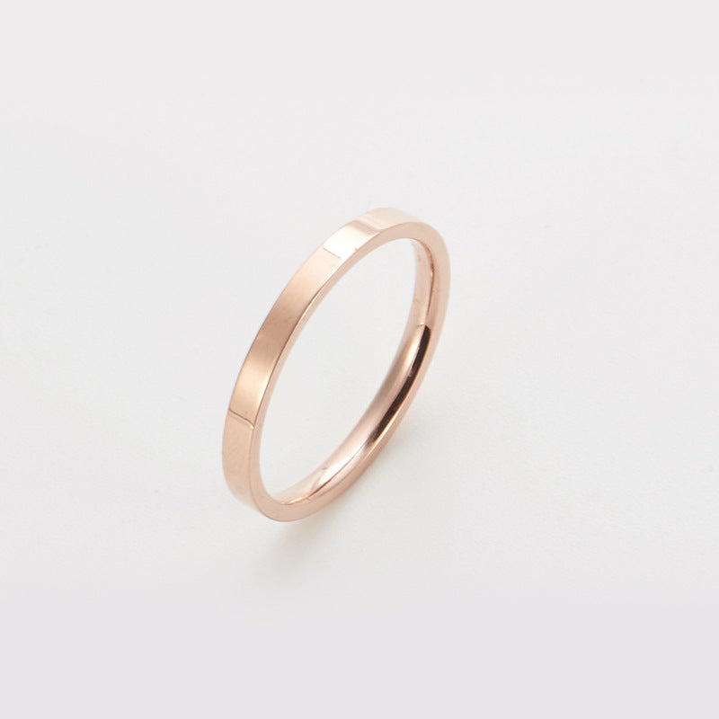 Glossy Titanium Steel Rose Gold Female Simple Rings