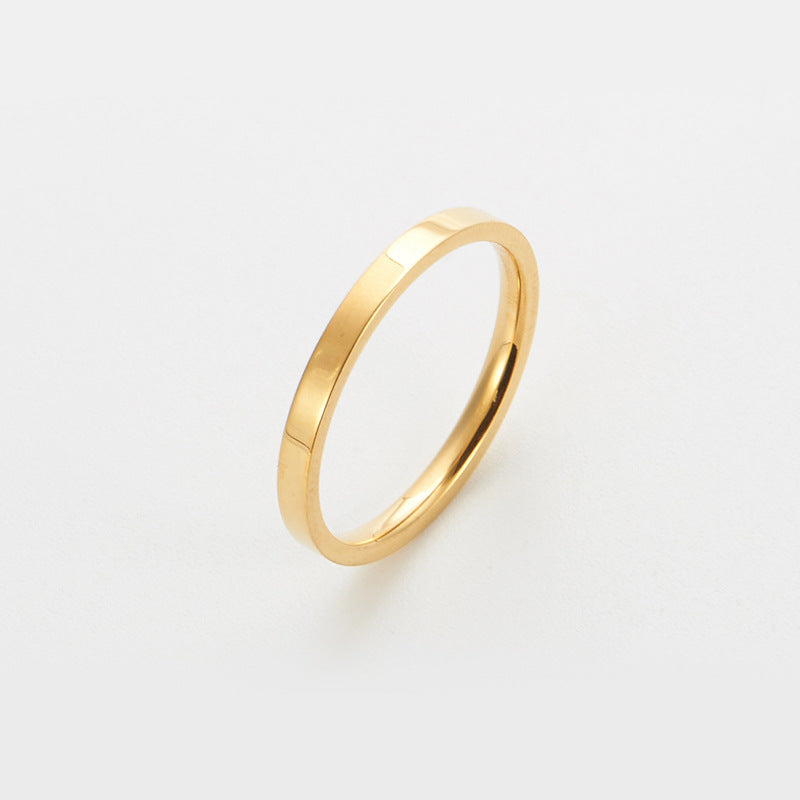 Glossy Titanium Steel Rose Gold Female Simple Rings