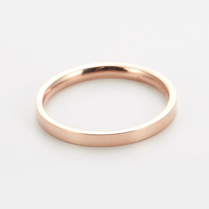 Glossy Titanium Steel Rose Gold Female Simple Rings