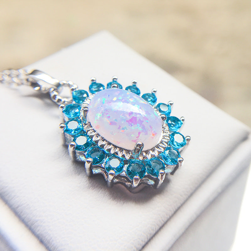 Classy Elegant Women's Opal Clavicle Chain Necklace