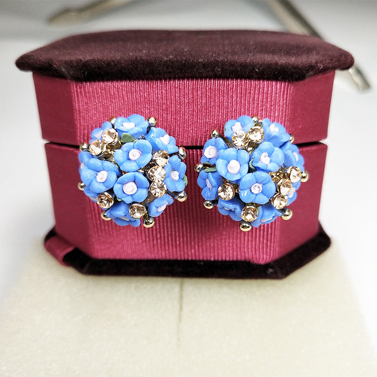 Women's Simple Cute Ceramic Diamond Korean Style Ear Clip Earrings