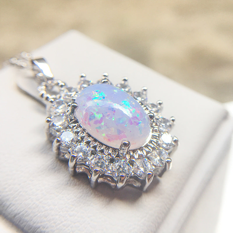Classy Elegant Women's Opal Clavicle Chain Necklace