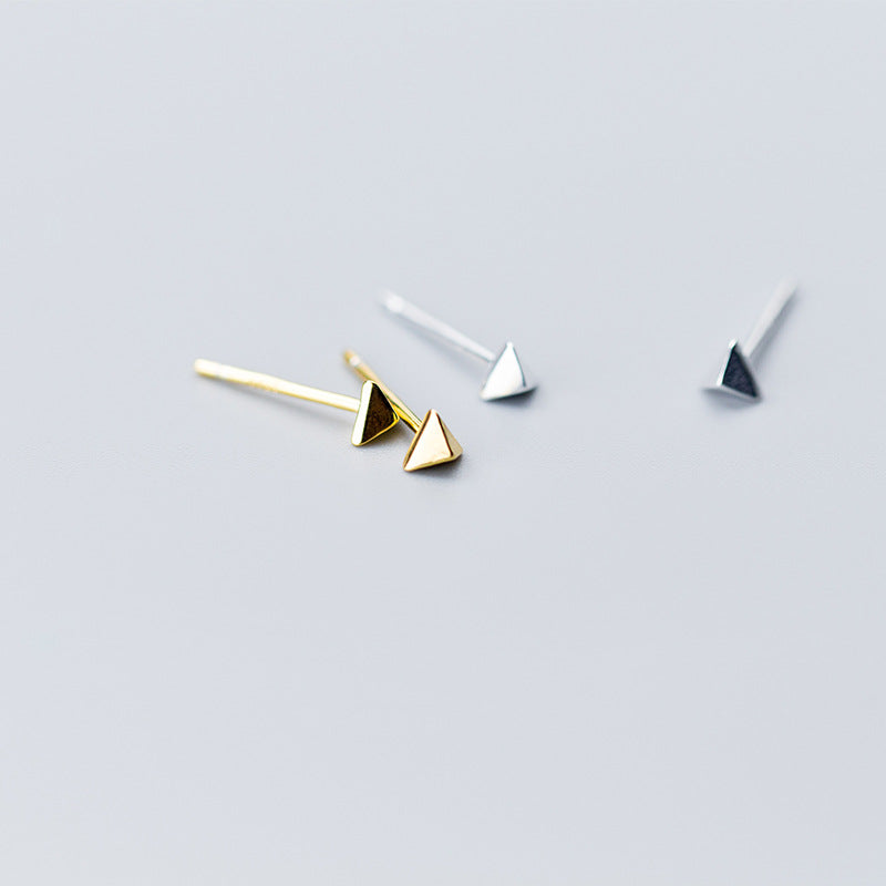 Women's Sier Korean Fashion Simple Mini Triangle Earrings