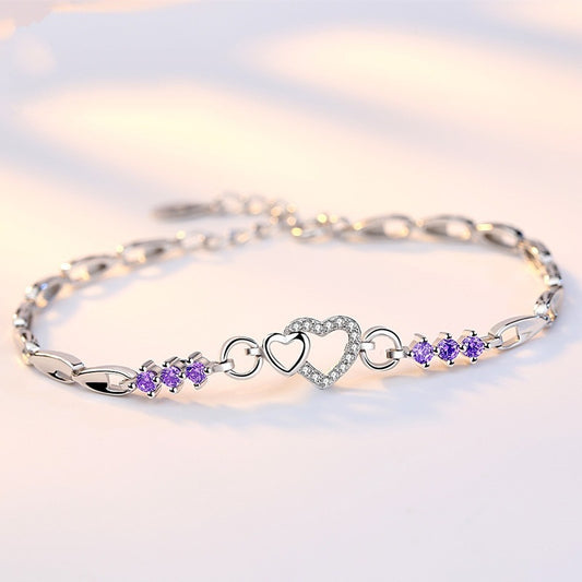 Live Broadcast Amethyst Sier Color Diamond Bracelet