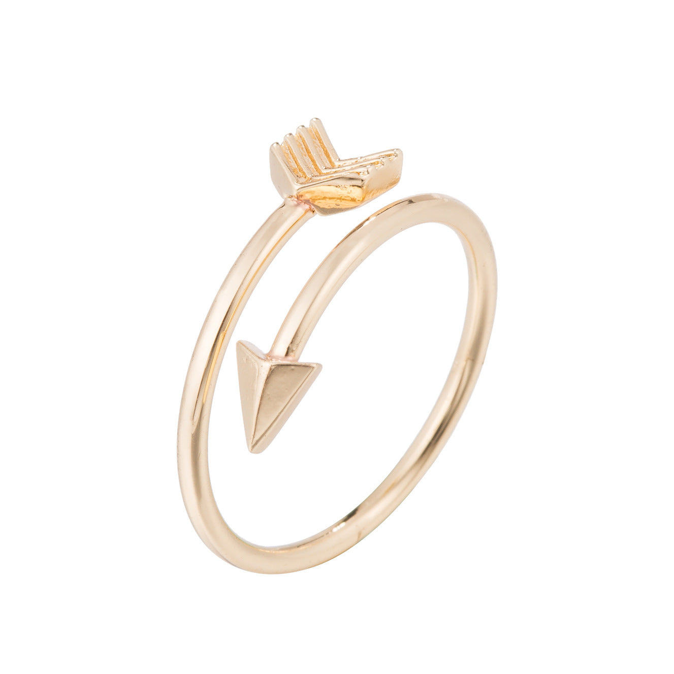 Gold Inlaid Open Arrow Female Couple Rings