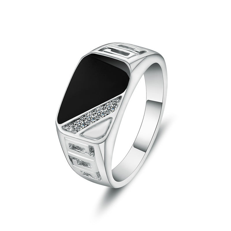 Dripping Classic Square Fashion Man's Alloy Rings