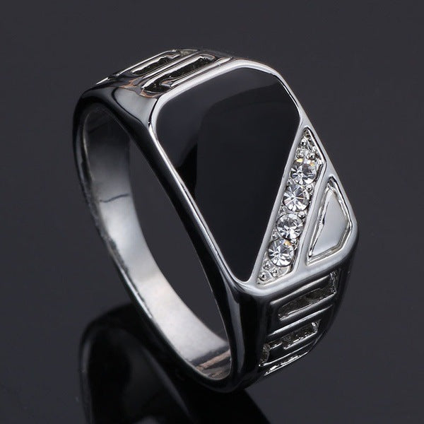 Dripping Classic Square Fashion Man's Alloy Rings