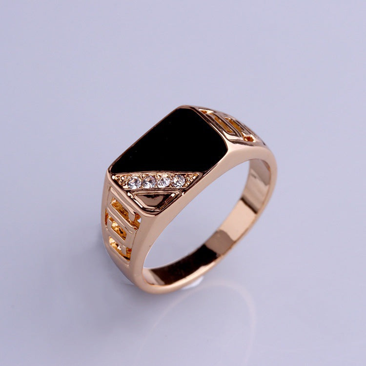 Dripping Classic Square Fashion Man's Alloy Rings