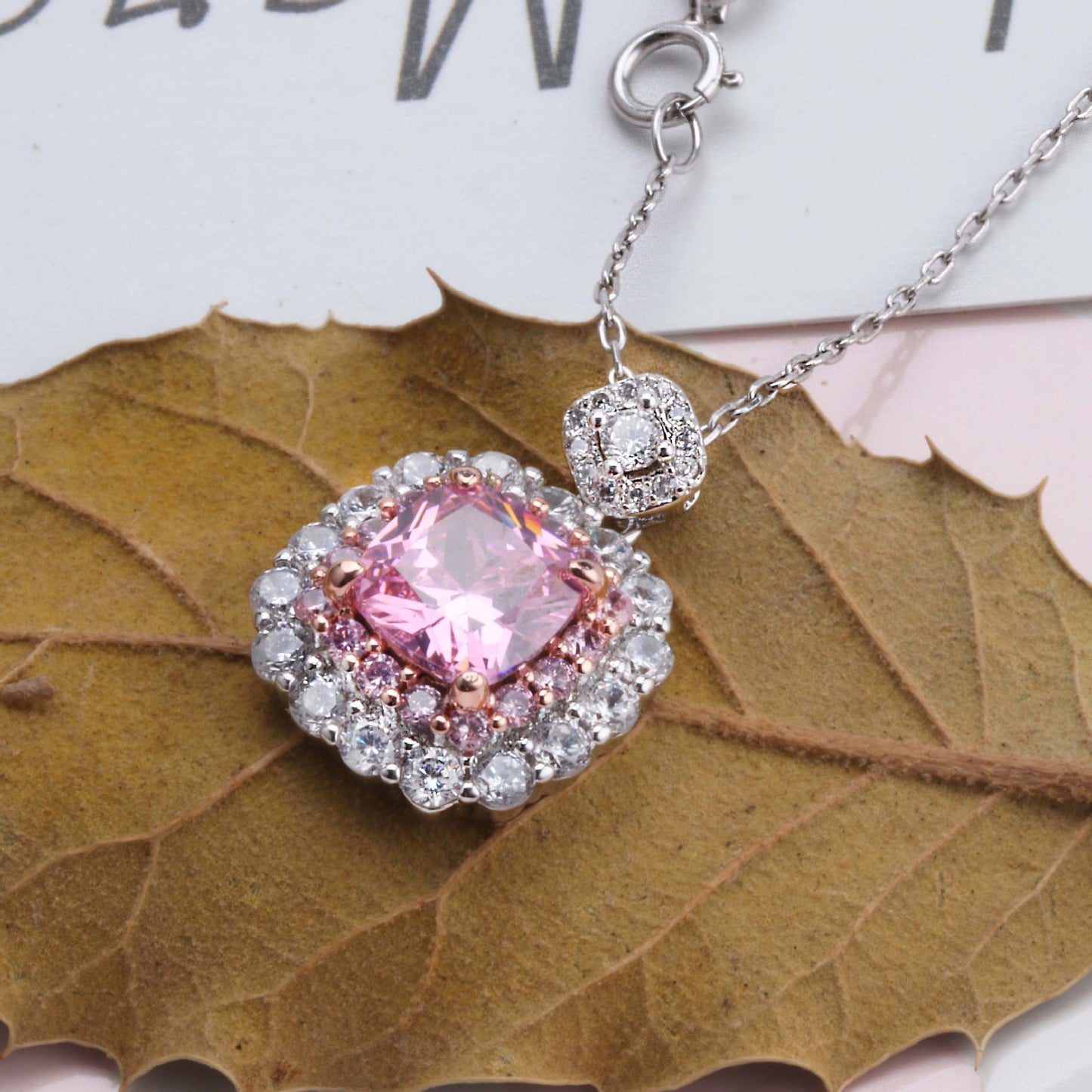 Diamond Princess Square Yellow Female Plating Color Pendant
