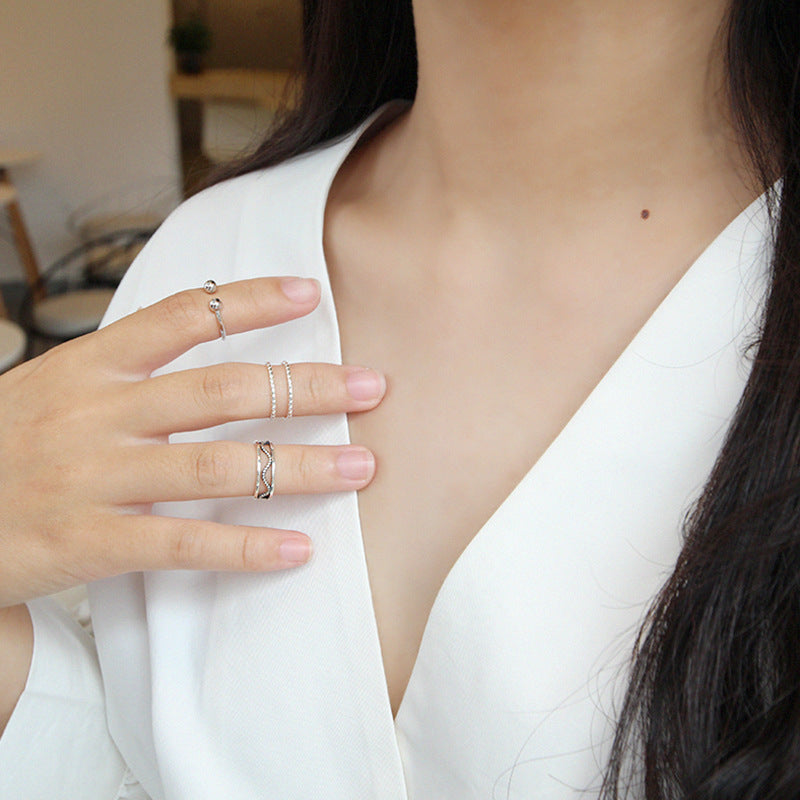 Women's Style Sterling Sier Retro Open-end Personality Joint Rings