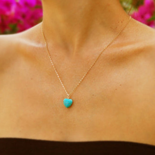 Women's Vintage Fashion Turquoise Heart Shape Clothing Pendants
