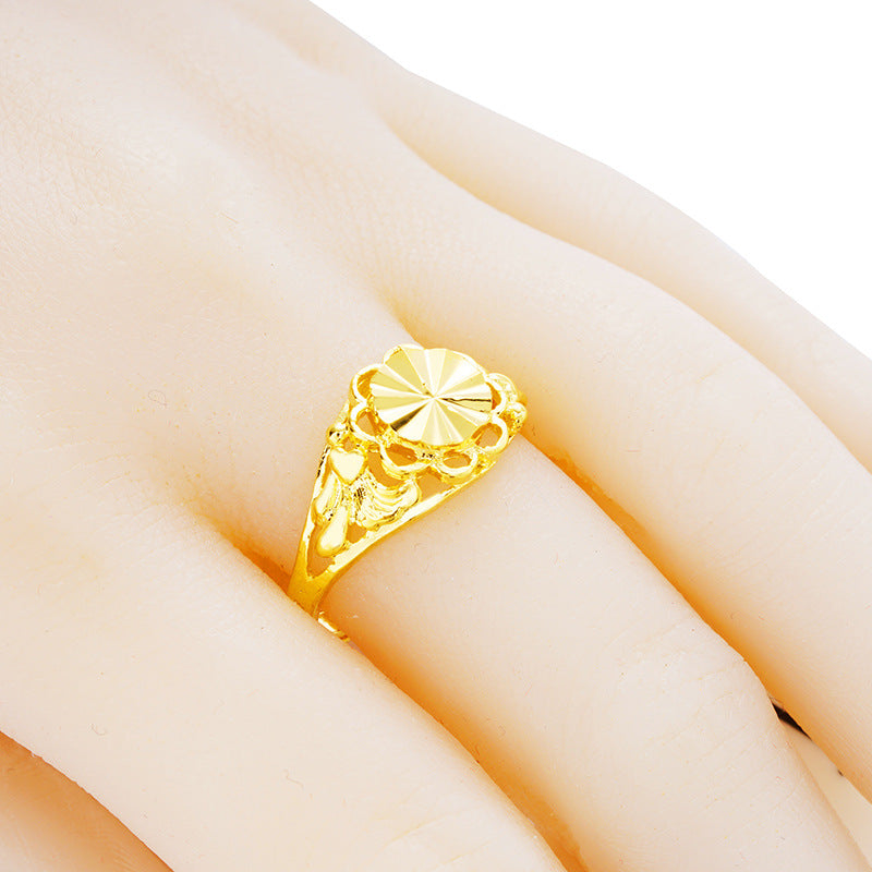 Women's Gold No Color Fading Sunflower Open Ethnic Rings