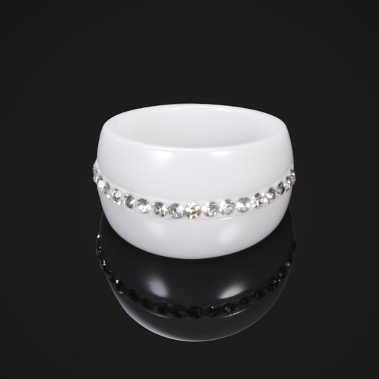 Single Row Diamond Ceramic Couple Docking Rings