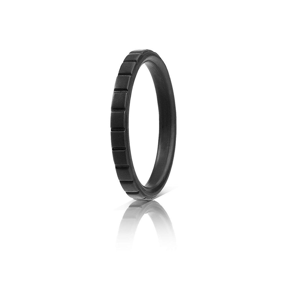 Women's Wide Step Silica Gel Stacked Wedding Geometric Pattern Ring