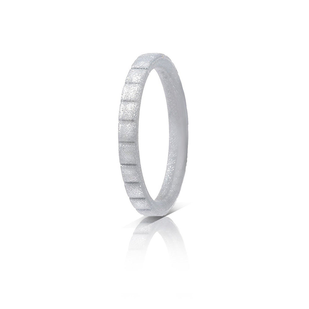 Women's Wide Step Silica Gel Stacked Wedding Geometric Pattern Ring