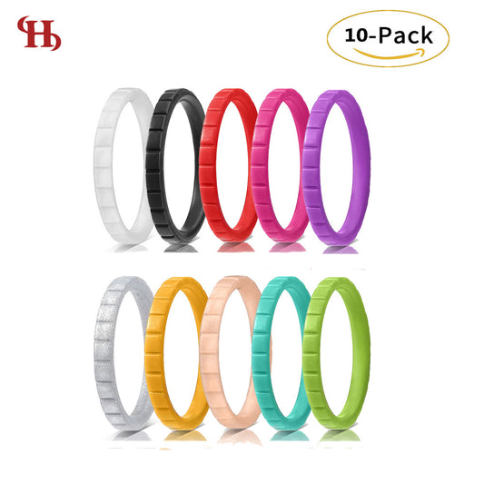 Women's Wide Step Silica Gel Stacked Wedding Geometric Pattern Ring