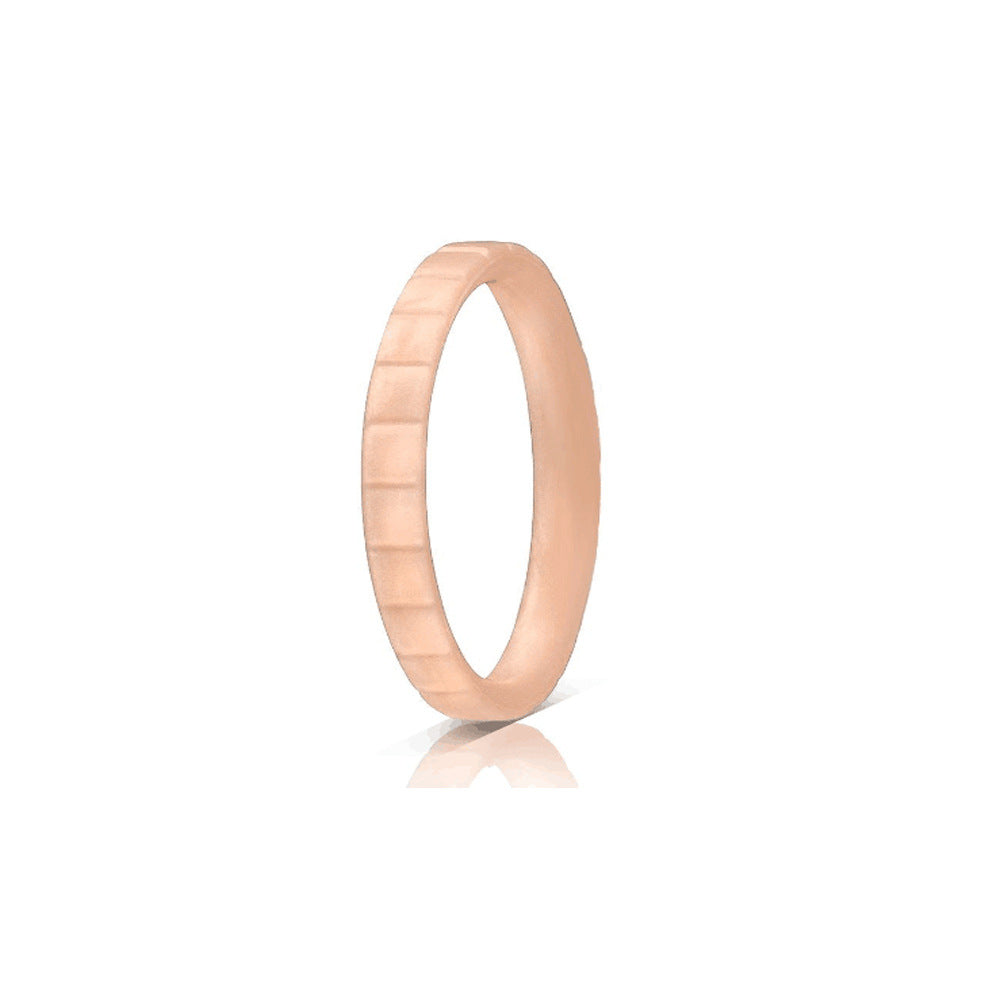 Women's Wide Step Silica Gel Stacked Wedding Geometric Pattern Ring