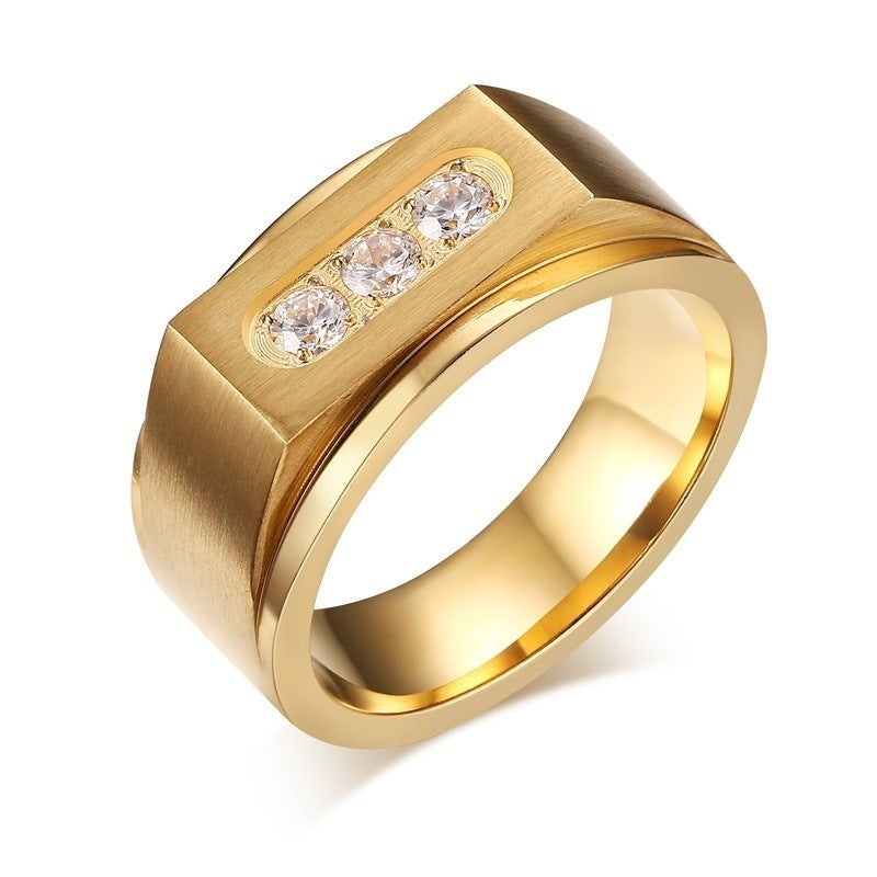Fashion Men's Inlaid Zircon Three Diamond Rings