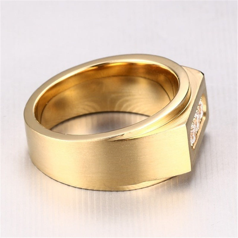Fashion Men's Inlaid Zircon Three Diamond Rings
