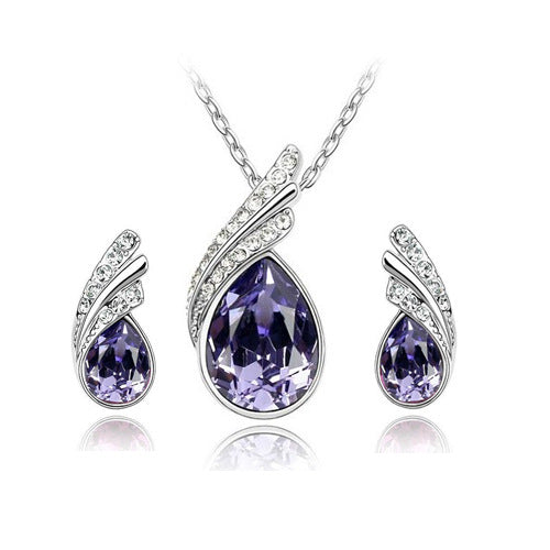 Fashion Trendy Water Drop Crystal Ear Clavicle Rings