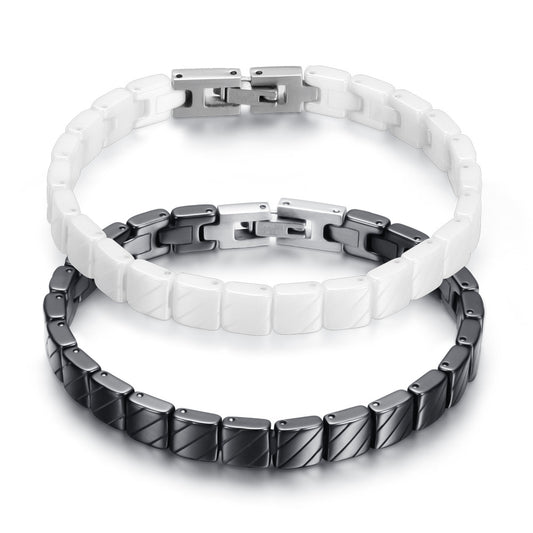 Women's Ceramic Fashion Personality Black White Stitching Bracelet