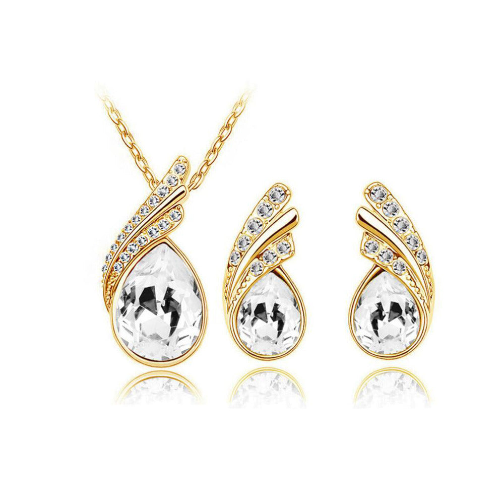 Fashion Trendy Water Drop Crystal Ear Clavicle Rings