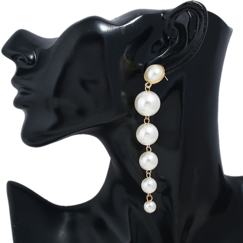 Personality Simple Long Pearl Female High Sense Rings
