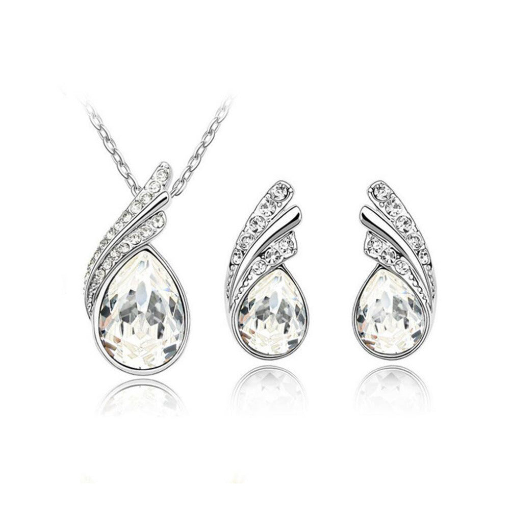 Fashion Trendy Water Drop Crystal Ear Clavicle Rings