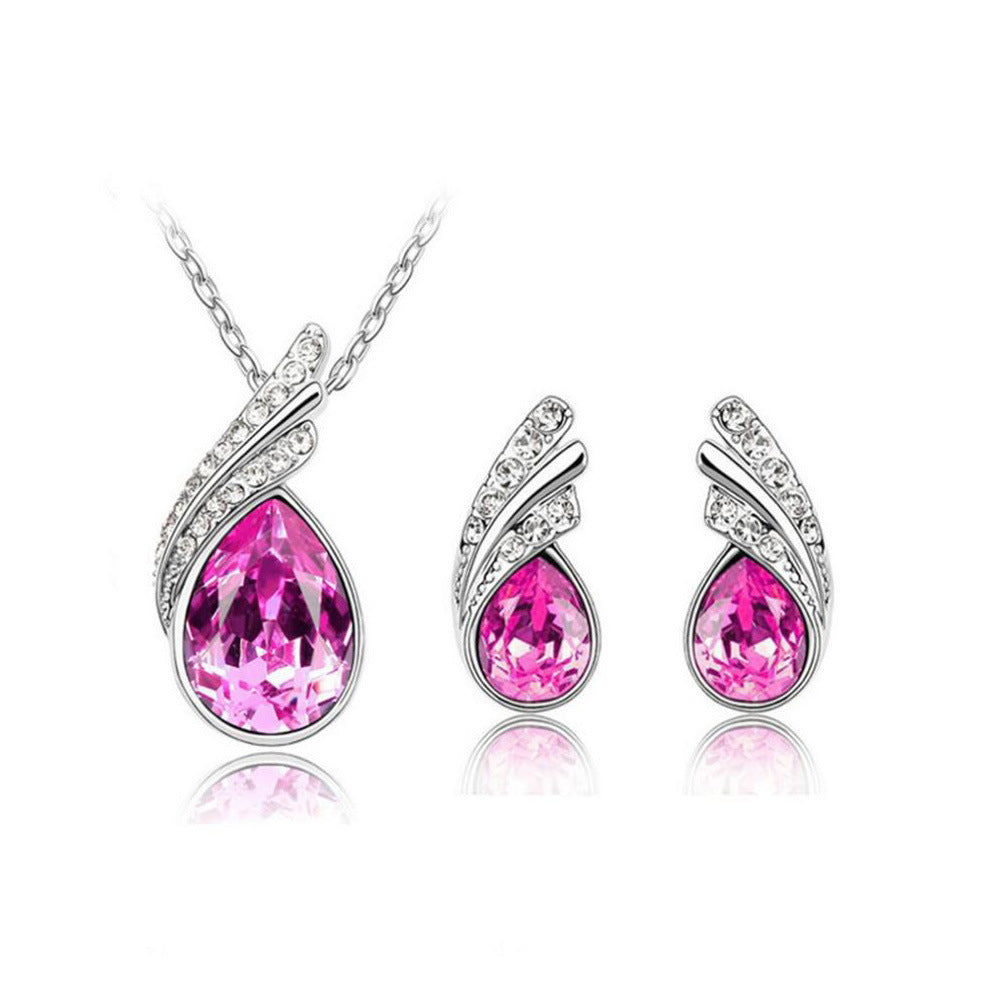 Fashion Trendy Water Drop Crystal Ear Clavicle Rings