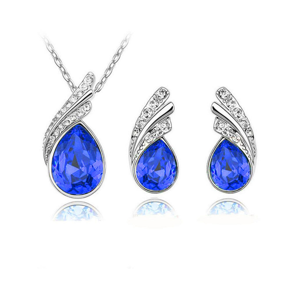 Fashion Trendy Water Drop Crystal Ear Clavicle Rings