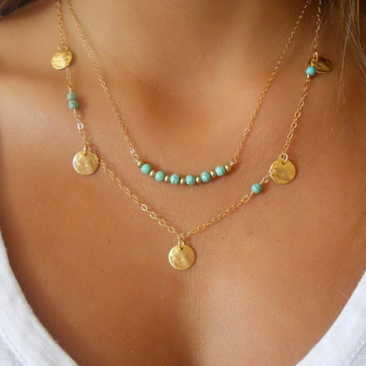 Women's Cool Ornament Wafer Turquoise Accessories Necklaces