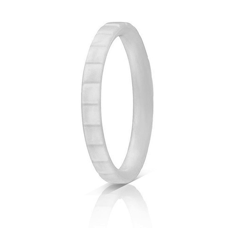 Women's Wide Step Silica Gel Stacked Wedding Geometric Pattern Ring