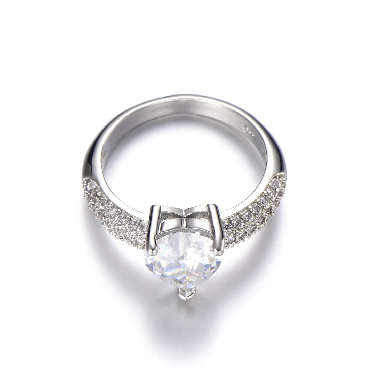 Eight Hearts Arrows Heart-shaped Zircon White Rings